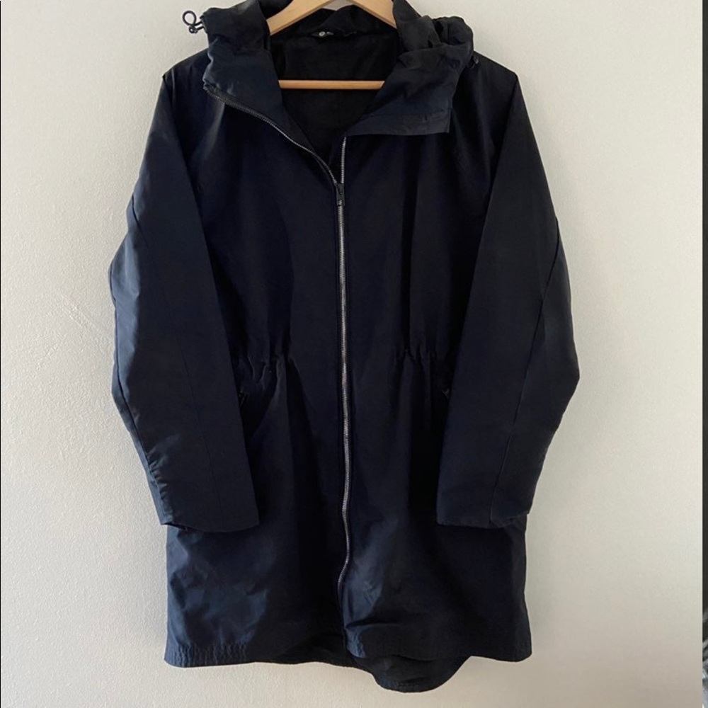 Athleta hooded black rain jacket anorak parka